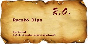 Racskó Olga névjegykártya